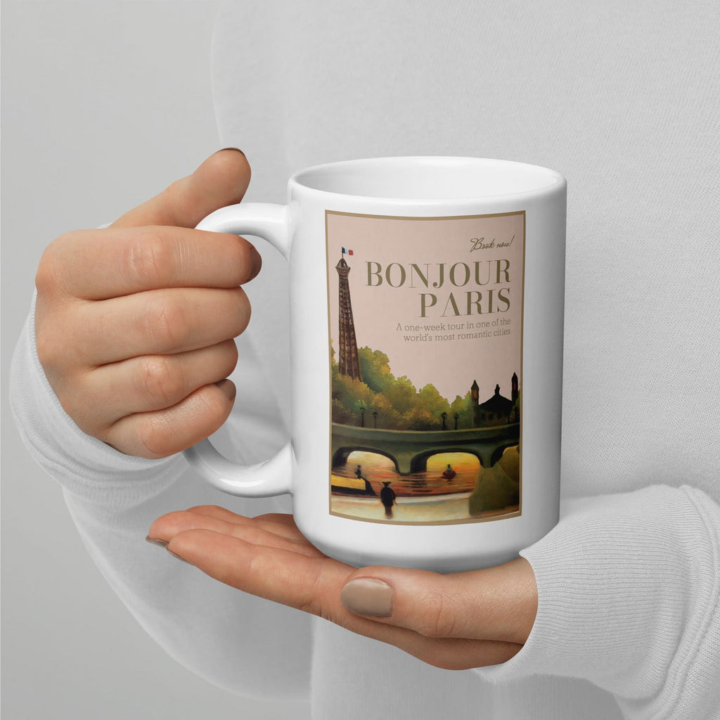 Bonjour Paris White Glossy Mug - Grand Goldman