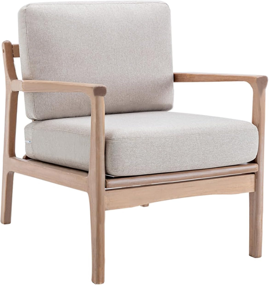 Bonzy Home Accent Chairs for Living Room,PU Leather Mid Century Modern Wood Reading Armchair with Removable Upholstered Cushions - Grand Goldman