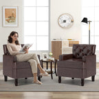 Bonzy Home Accent Chairs for Living Room,PU Leather Mid Century Modern Wood Reading Armchair with Removable Upholstered Cushions - Grand Goldman