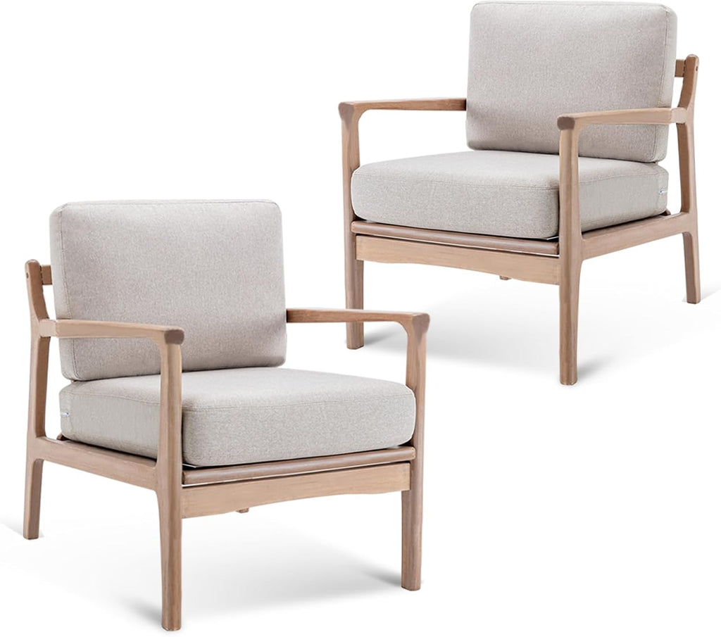 Bonzy Home Accent Chairs for Living Room,PU Leather Mid Century Modern Wood Reading Armchair with Removable Upholstered Cushions - Grand Goldman