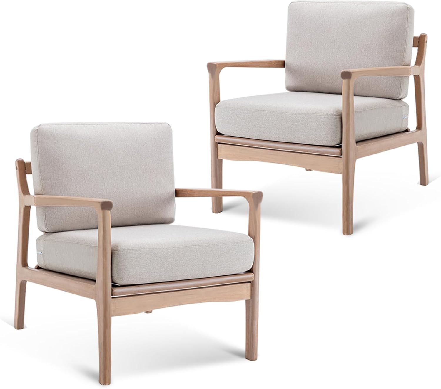 Bonzy Home Accent Chairs for Living Room,PU Leather Mid Century Modern Wood Reading Armchair with Removable Upholstered Cushions - Grand Goldman