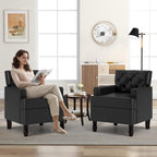 Bonzy Home Accent Chairs for Living Room,PU Leather Mid Century Modern Wood Reading Armchair with Removable Upholstered Cushions - Grand Goldman