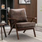 Bonzy Home Accent Chairs for Living Room,PU Leather Mid Century Modern Wood Reading Armchair with Removable Upholstered Cushions - Grand Goldman