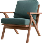 Bonzy Home Accent Chairs for Living Room,PU Leather Mid Century Modern Wood Reading Armchair with Removable Upholstered Cushions - Grand Goldman