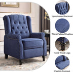 Bonzy Home Wingback Chairs Set of 2, Mid Century Modern Living Room Chairs, Fabric Push Back Recliner Chair with Rivet Decoration, Button-Tufted Back, Solid Wood Legs, Blue - Grand Goldman