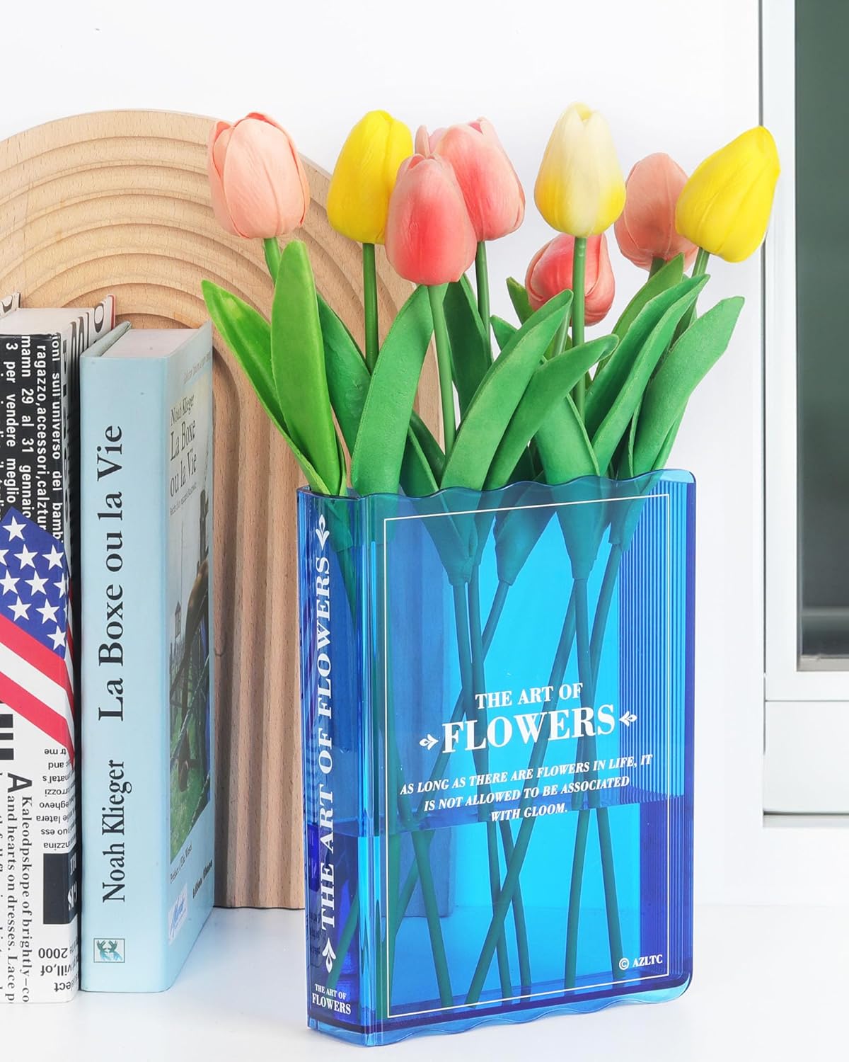 Book-Shaped Vase for Flowers, Book Lovers Gifts, Aesthetic Room Decor Cute Flowers Vases & Must-Have for Home, Bookshelf, Bedroom & Office Decor for Women & Teacher Gift - Like Mothers Day (Clear) - Grand Goldman