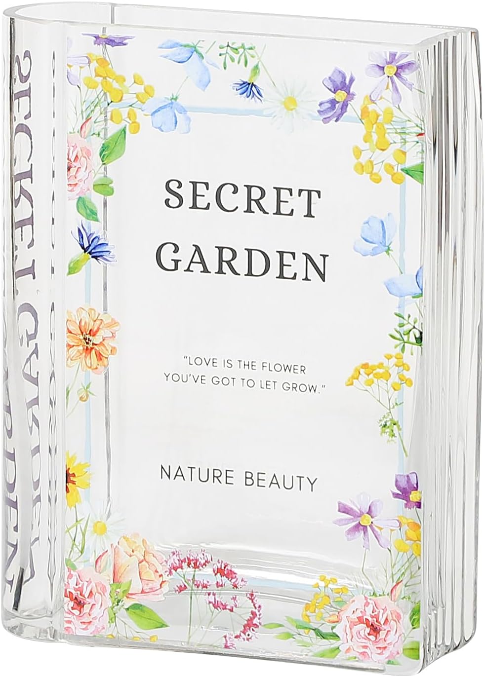 Book Vase, Acrylic Book Vase for Flowers, Book Flower Vase Clear, Book Shaped Vase, A Book About Flowers Vase, Modern Decorative Vase for Home, Office, Bedroom, Living Room, Dining Table - Grand Goldman