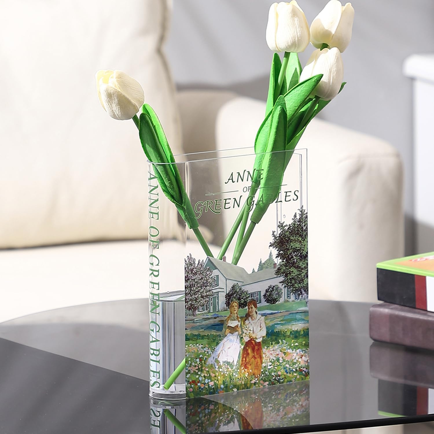Book Vase, Acrylic Book Vase for Flowers, Book Flower Vase Clear, Book Shaped Vase, A Book About Flowers Vase, Modern Decorative Vase for Home, Office, Bedroom, Living Room, Dining Table - Grand Goldman
