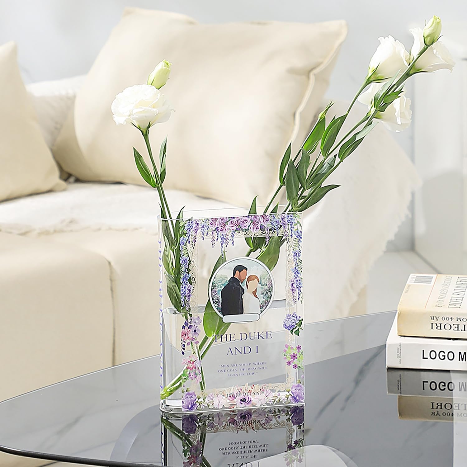 Book Vase, Acrylic Book Vase for Flowers, Book Flower Vase Clear, Book Shaped Vase, A Book About Flowers Vase, Modern Decorative Vase for Home, Office, Bedroom, Living Room, Dining Table - Grand Goldman