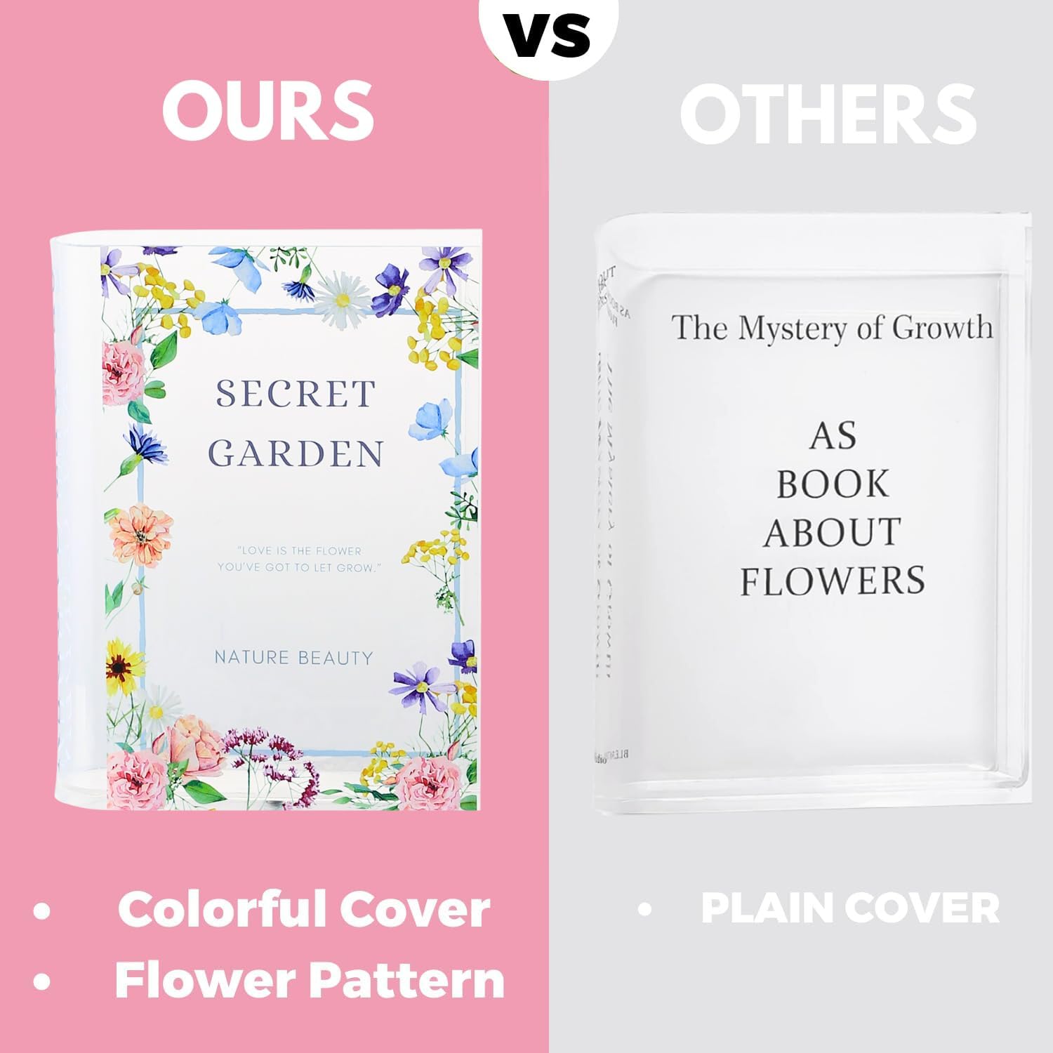 Book Vase, Acrylic Book Vase for Flowers, Book Flower Vase Clear, Book Shaped Vase, A Book About Flowers Vase, Modern Decorative Vase for Home, Office, Bedroom, Living Room, Dining Table - Grand Goldman