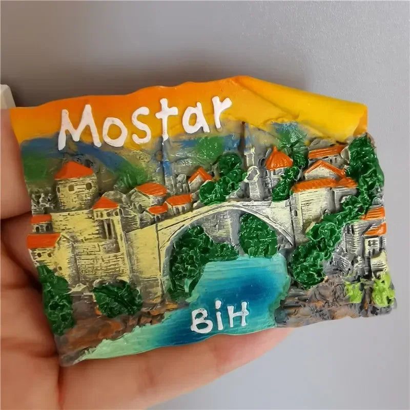 Bosnia and Herzegovina Fridge Magnets Sarajevo Mostar Neretva River BIH Tourist Souvenir Refrigerator Magnets Collection Gifts - Grand Goldman