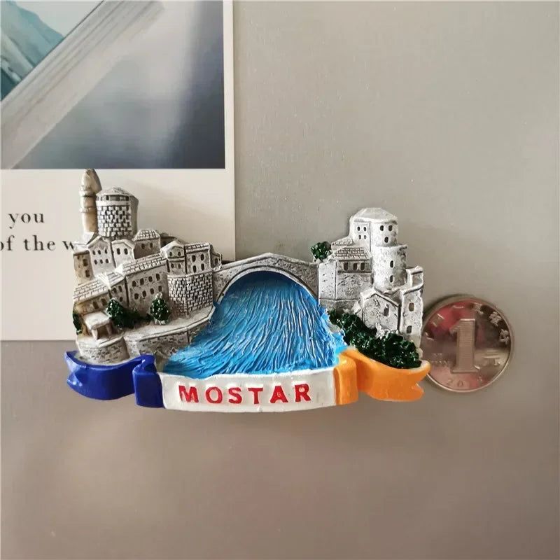 Bosnia and Herzegovina Fridge Magnets Sarajevo Mostar Neretva River BIH Tourist Souvenir Refrigerator Magnets Collection Gifts - Grand Goldman
