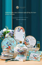 Bowl and Plate Set for Home Chinese Bone Porcelain Tableware Set Jingdezhen Ceramic Relocation High Quality Dinnerware Set - Grand Goldman