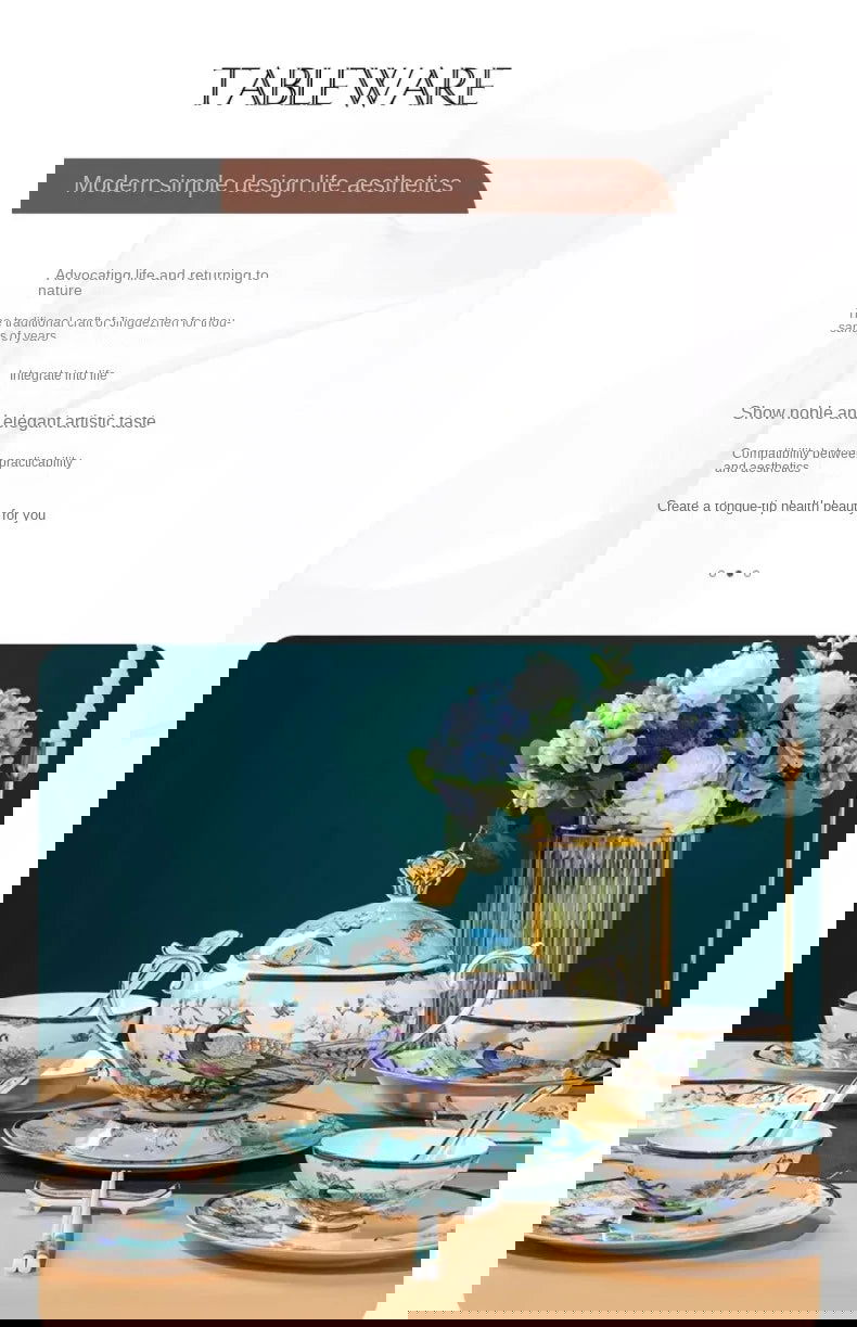 Bowl and Plate Set for Home Chinese Bone Porcelain Tableware Set Jingdezhen Ceramic Relocation High Quality Dinnerware Set - Grand Goldman