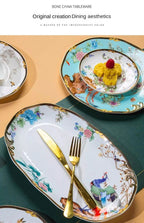 Bowl and Plate Set for Home Chinese Bone Porcelain Tableware Set Jingdezhen Ceramic Relocation High Quality Dinnerware Set - Grand Goldman