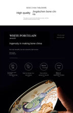 Bowl and Plate Set for Home Chinese Bone Porcelain Tableware Set Jingdezhen Ceramic Relocation High Quality Dinnerware Set - Grand Goldman