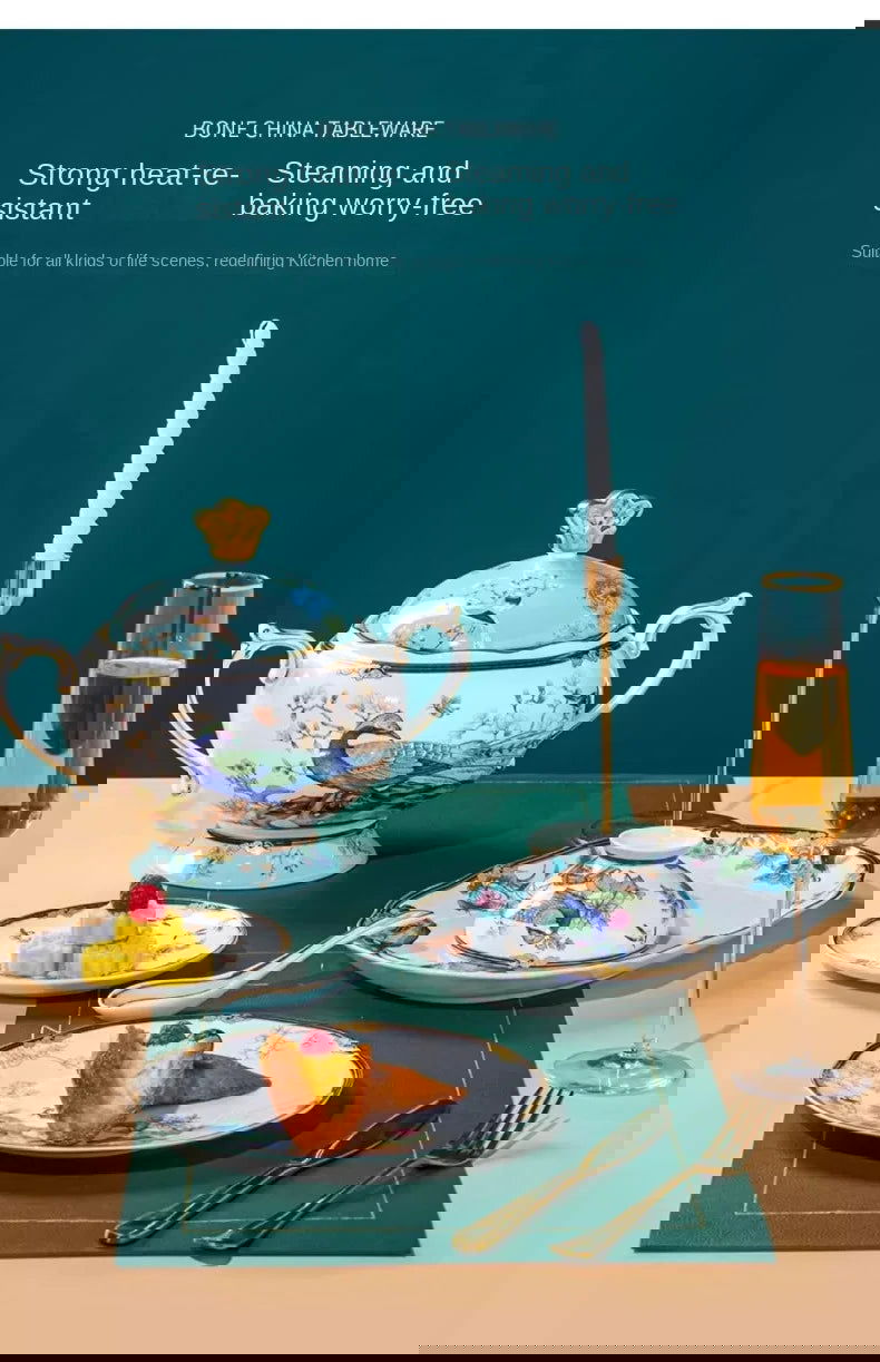 Bowl and Plate Set for Home Chinese Bone Porcelain Tableware Set Jingdezhen Ceramic Relocation High Quality Dinnerware Set - Grand Goldman