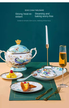 Bowl and Plate Set for Home Chinese Bone Porcelain Tableware Set Jingdezhen Ceramic Relocation High Quality Dinnerware Set - Grand Goldman