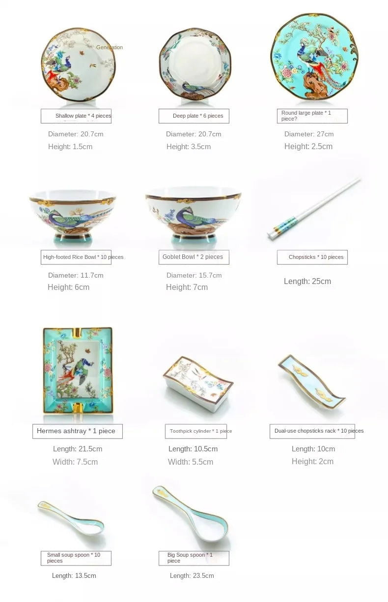 Bowl and Plate Set for Home Chinese Bone Porcelain Tableware Set Jingdezhen Ceramic Relocation High Quality Dinnerware Set - Grand Goldman