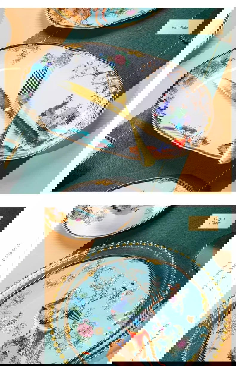 Bowl and Plate Set for Home Chinese Bone Porcelain Tableware Set Jingdezhen Ceramic Relocation High Quality Dinnerware Set - Grand Goldman