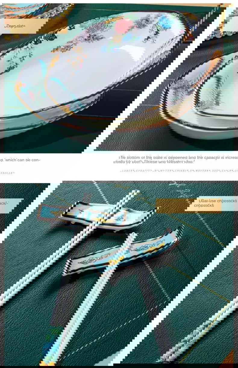 Bowl and Plate Set for Home Chinese Bone Porcelain Tableware Set Jingdezhen Ceramic Relocation High Quality Dinnerware Set - Grand Goldman