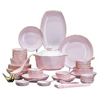 Bowl and dish set, ceramic tableware, powder gold, light luxury, hand-painted diamond bowl - Grand Goldman