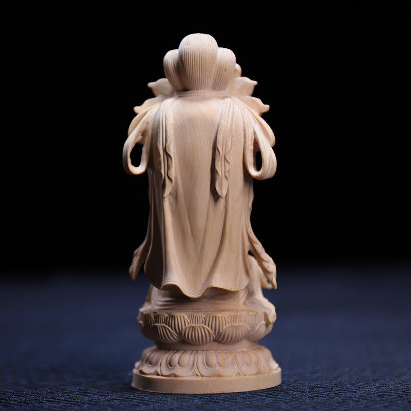 Boxwood Carving Cute Guanyin Ornaments Buddha Statues Hand-carved Crafts - Grand Goldman
