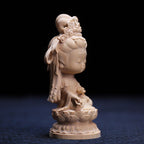 Boxwood Carving Cute Guanyin Ornaments Buddha Statues Hand-carved Crafts - Grand Goldman