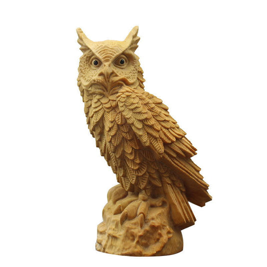 Boxwood Owl Ornament Wood Carving Personality Creative - Grand Goldman