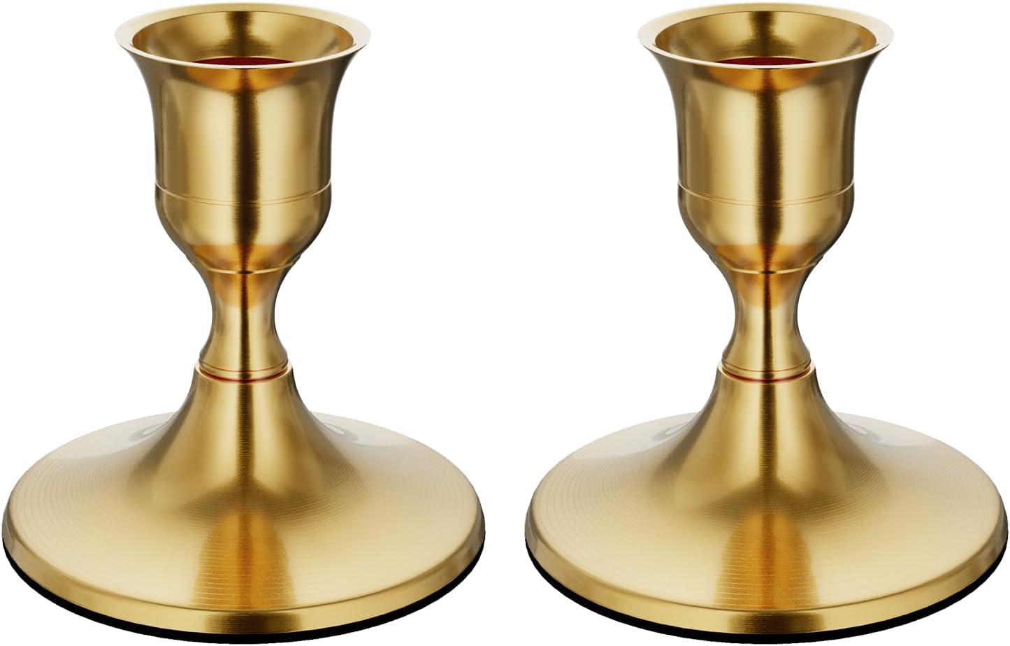 Brass Gold Taper Candle Holders Set of 2, Vintage Metal Candlestick Holders for Dinner Room Table Centerpiece or Mantel Wedding Party Decor - Grand Goldman