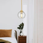 Brass Pendant Lights Kitchen Island 2 Pack, Farmhouse Gold Pendant Light with Clear Glass Globe Shade, Kitchen Island Lighting for Dining Room Entryway, AD-22280-1P2-GD-C - Grand Goldman