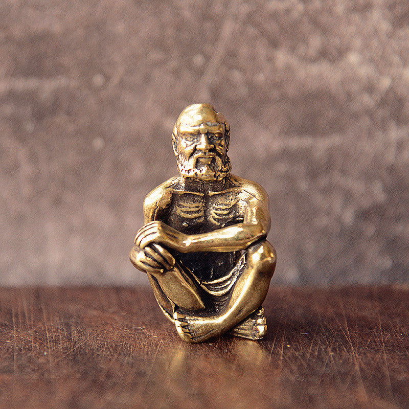Brass Sitting Bitter Monk Bodhidharma Buddha Statue Ornament - Grand Goldman