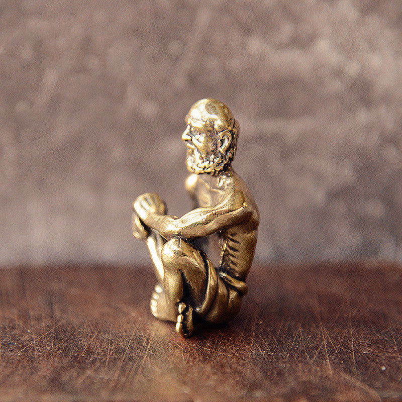 Brass Sitting Bitter Monk Bodhidharma Buddha Statue Ornament - Grand Goldman