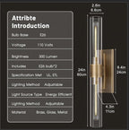 Brass Wall Sconces Set of Two, 22.8" Sconces Wall Lighting 2-Light, Gold Bathroom Vanity Wall Sconces, Glass Tube Wall Sconces, Indoor Wall Sconces for Bathroom, Bedroom, Vanity, Hallway - Grand Goldman