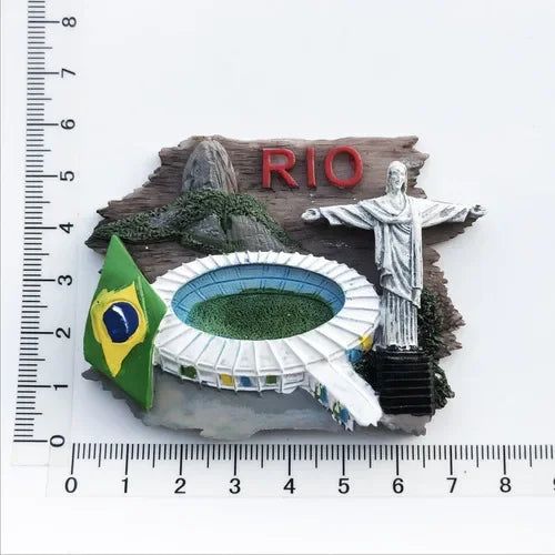 Brazil Fridge Magnets Stickers Balneario Brasil Rio De 3d Resin Magnetic Refrigerator Stickers Home DecorationTravel Gift Crafts - Grand Goldman