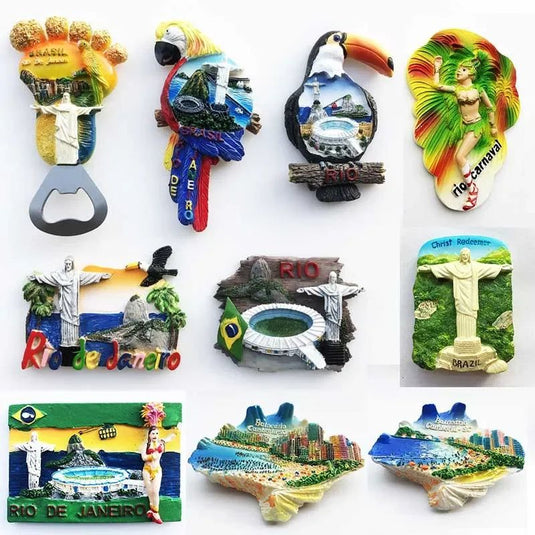 Brazil fridge magnet Rio de Janeiro tourist souvenir bottle opener travel craft gift resin painted magnetic refrigerator sticker - Grand Goldman