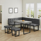 Breakfast Nook Table Set with Gray Upholstered Banquette Seating, 71.6 Inch Modern Corner Dining Table Set with Storage Bench,5 Piece Dining Table Set Corner Booth for Kitchen and Dining Room - Grand Goldman