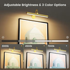 Bridika Picture Light Battery Operated, Picture Light for Wall with Remote, 3 Color Modes and Dimmable Classic Art Lights for Paintings, Gallery, Dartboard, Bedroom, Bathroom with Timer Gold 1 - Grand Goldman