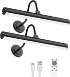 Bridika Picture Light Battery Operated, Picture Light for Wall with Remote, 3 Color Modes and Dimmable Classic Art Lights for Paintings, Gallery, Dartboard, Bedroom, Bathroom with Timer Gold 1 - Grand Goldman