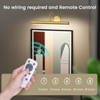 Bridika Picture Light Battery Operated, Picture Light for Wall with Remote, 3 Color Modes and Dimmable Classic Art Lights for Paintings, Gallery, Dartboard, Bedroom, Bathroom with Timer Gold 1 - Grand Goldman