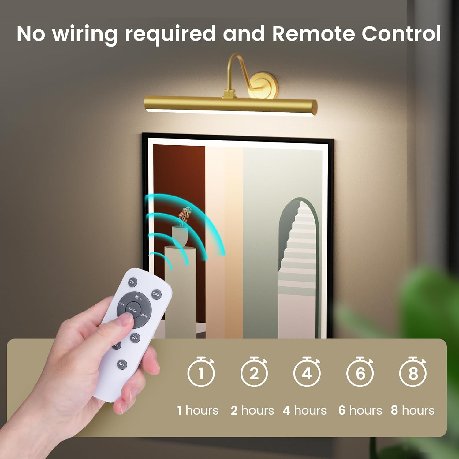 Bridika Picture Light Battery Operated, Picture Light for Wall with Remote, 3 Color Modes and Dimmable Classic Art Lights for Paintings, Gallery, Dartboard, Bedroom, Bathroom with Timer Gold 1 - Grand Goldman
