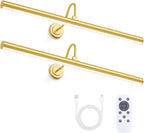 Bridika Picture Lights for Wall Battery Operated, 23.6in Picture Light with Remote, 3 Color Modes and Dimmable Classic Art Light for Paintings, Gallery, Dartboard, Bathroom with Timer (Gold, 1 Pack) - Grand Goldman