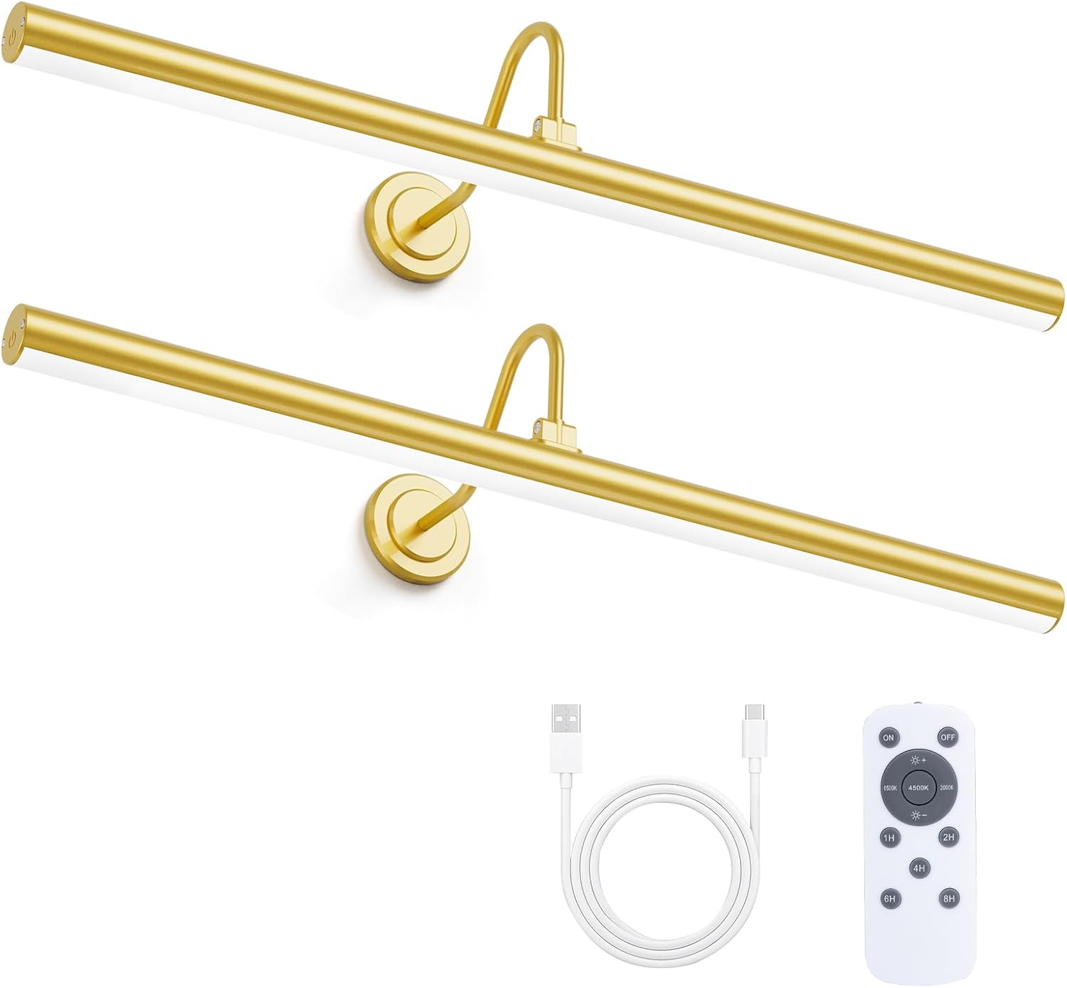 Bridika Picture Lights for Wall Battery Operated, 23.6in Picture Light with Remote, 3 Color Modes and Dimmable Classic Art Light for Paintings, Gallery, Dartboard, Bathroom with Timer (Gold, 1 Pack) - Grand Goldman