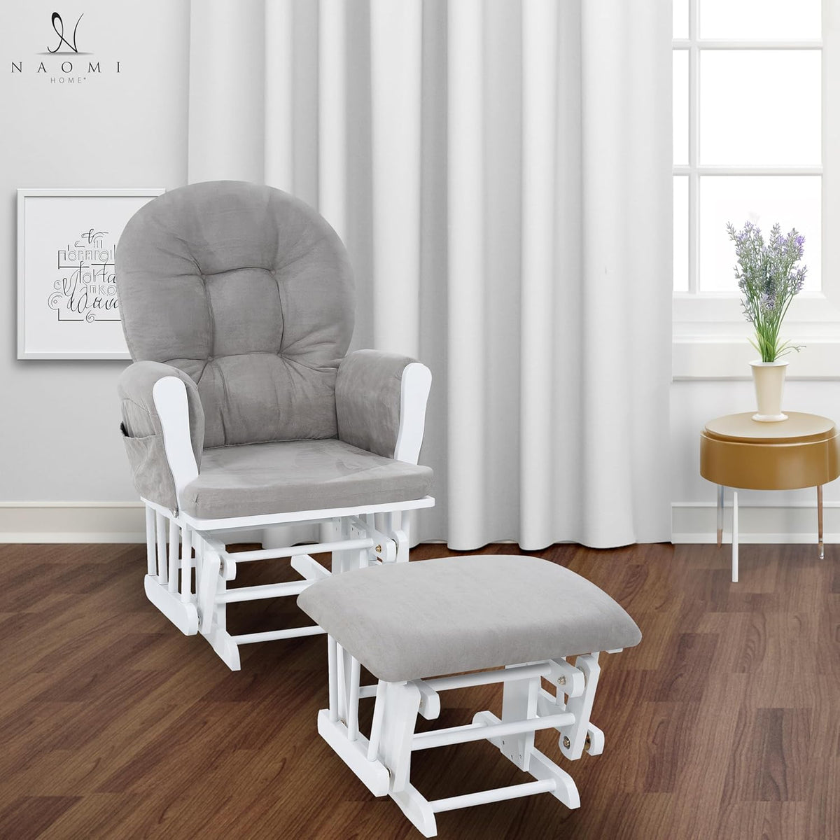 Brisbane Nursery Glider & Ottoman Sets, Glider Recliner Nursery Rocking Chair Nursery Glider Rocker with Ottoman, Reclining Gliders & Chairs for Breastfeeding, Maternity, Napping, Pecan/Dark Gray - Grand Goldman