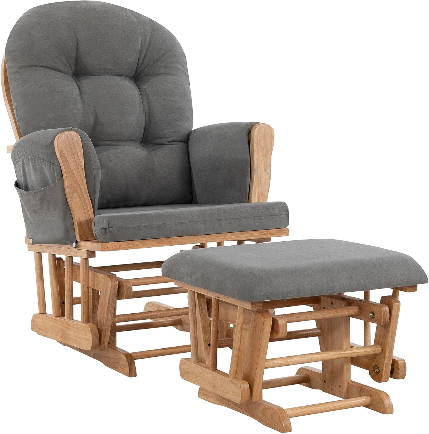 Brisbane Nursery Glider & Ottoman Sets, Glider Recliner Nursery Rocking Chair Nursery Glider Rocker with Ottoman, Reclining Gliders & Chairs for Breastfeeding, Maternity, Napping, Pecan/Dark Gray - Grand Goldman
