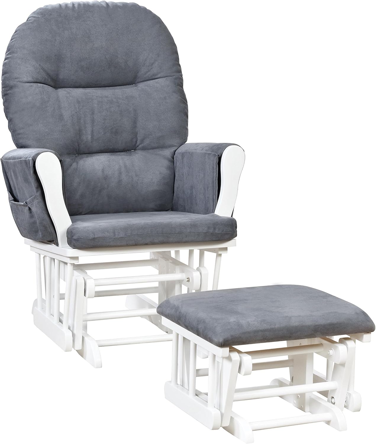 Brisbane Nursery Glider & Ottoman Sets, Glider Recliner Nursery Rocking Chair Nursery Glider Rocker with Ottoman, Reclining Gliders & Chairs for Breastfeeding, Maternity, Napping, Pecan/Dark Gray - Grand Goldman
