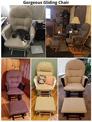 Brisbane Nursery Glider & Ottoman Sets, Glider Recliner Nursery Rocking Chair Nursery Glider Rocker with Ottoman, Reclining Gliders & Chairs for Breastfeeding, Maternity, Napping, Pecan/Dark Gray - Grand Goldman