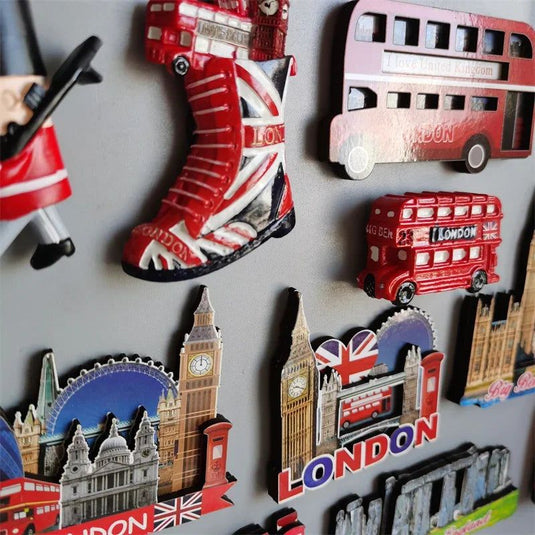 British Fridge Magnets London Bus  Big Ben Manchester Windsor Oxford Bear England Magnetic Fridge Stickers Collection Gifts - Grand Goldman