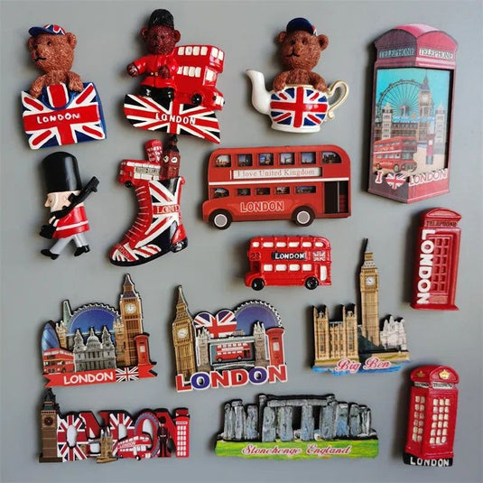 British Fridge Magnets London Bus  Big Ben Manchester Windsor Oxford Bear England Magnetic Fridge Stickers Collection Gifts - Grand Goldman