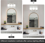Brushed Nickel Bathroom Light Fixtures, 3-Light Modern Vanity Light Over Mirror, Wall Sconces with Milky White Frosted Glass Shades, E26 Socket (Bulbs Not Included) - Grand Goldman